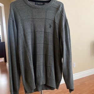 U.S. Polo Assn. Gray Crewneck Sweater with Ribbed Cuffs